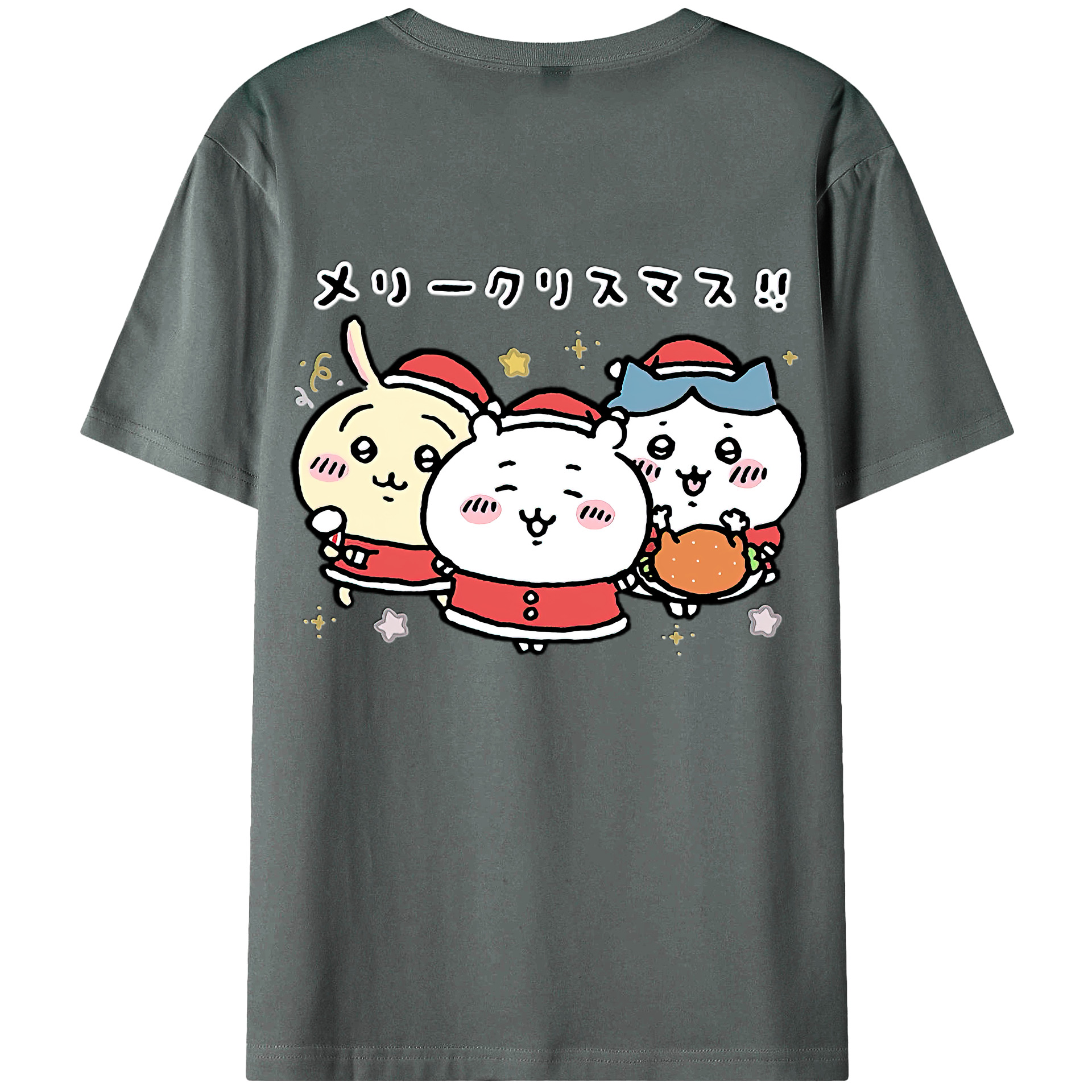 （画像用） ちいかわ ハチワレ Chii-kawa hachiware 綿100％ メンズ半袖Tシャツ（バックプリント） 通気性